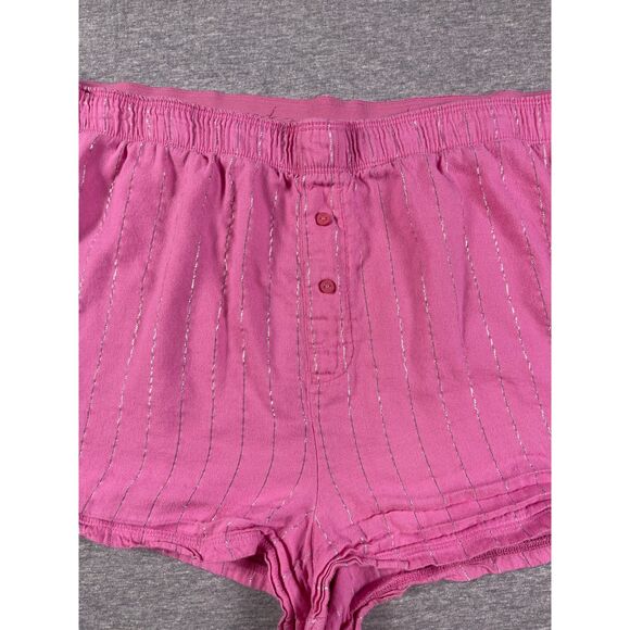 Victoria's Secret PINK Pink Striped Flannel Pajama Sleepwear Shorts Size XL - Picture 3 of 4